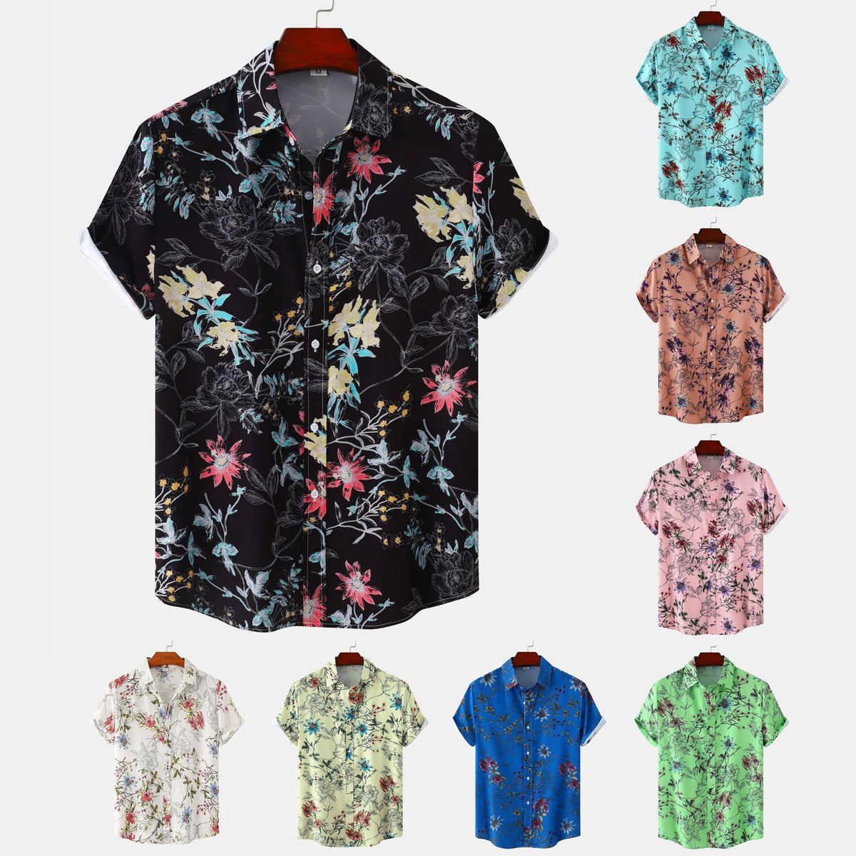 Kurzärmliges Männer-Shirt mit Blumenprint – Bild 3 | LuxeStyle