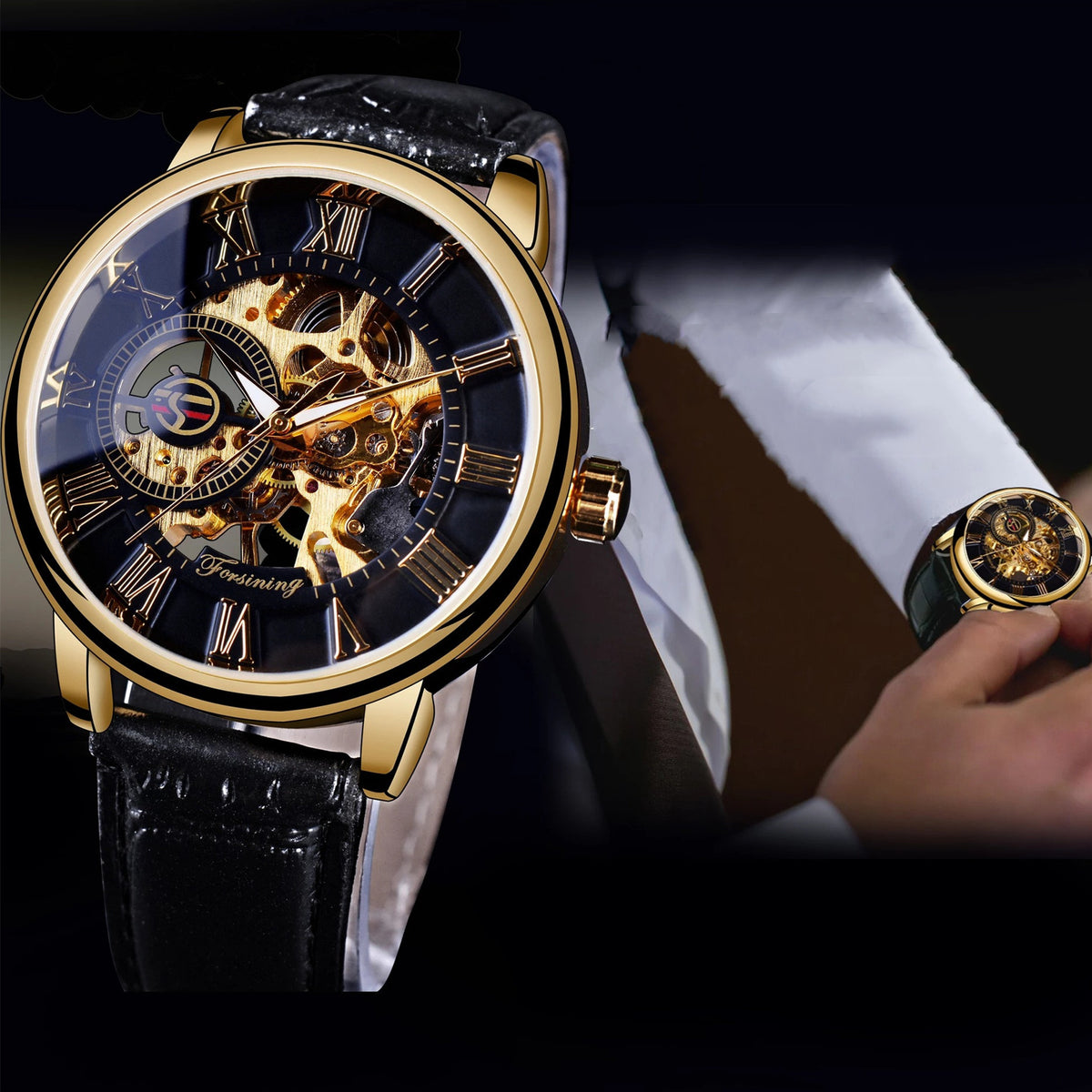 Mechanische Herrenuhr mit Skelett-Zifferblatt | LuxeStyle