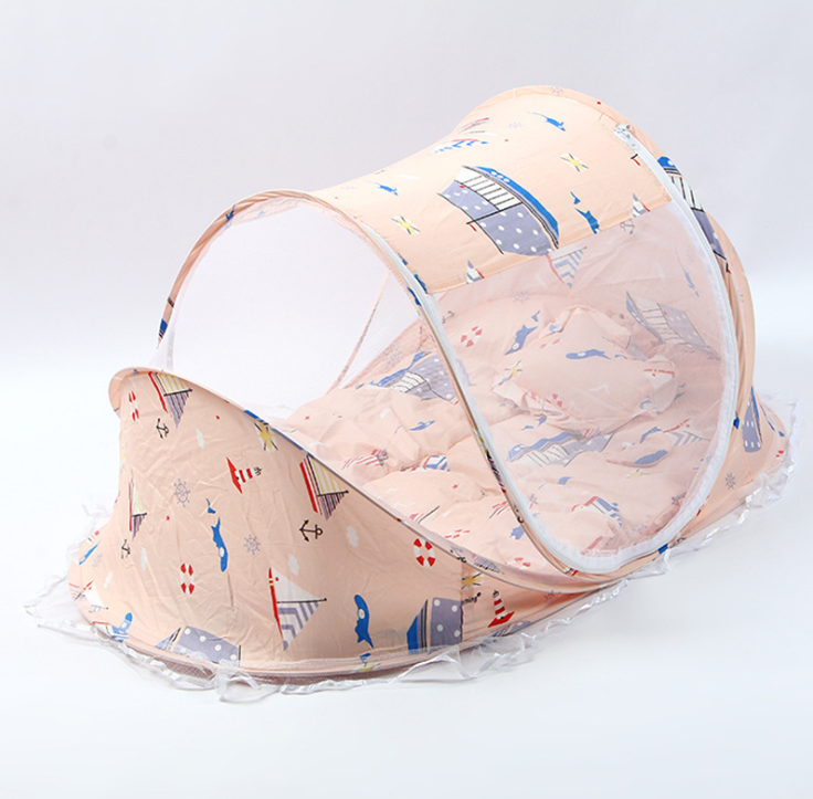 Faltbares Baby-Bett-Netz mit Kissen 2er Set