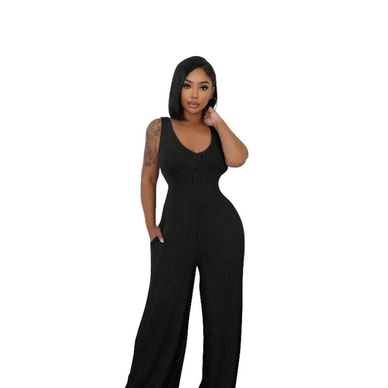 Gerippter Langarm-Jumpsuit für Damen