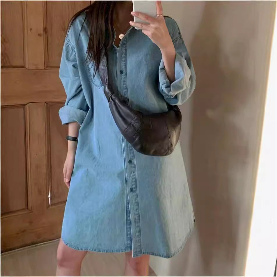 Retro Jeanskleid mit Reverskragen
