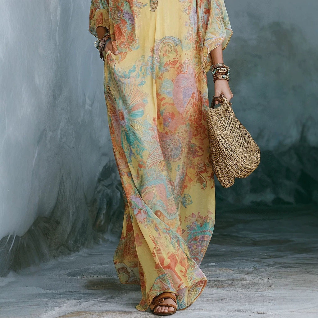 Frisches Retro-Kleid mit Batik-Print