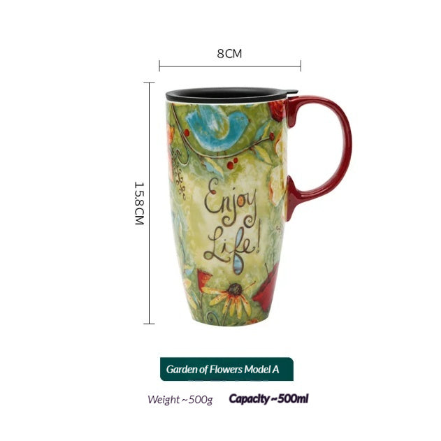 Keramiktasse mit Deckel – Pflanzen & Tiere – Bild 8 | LuxeStyle