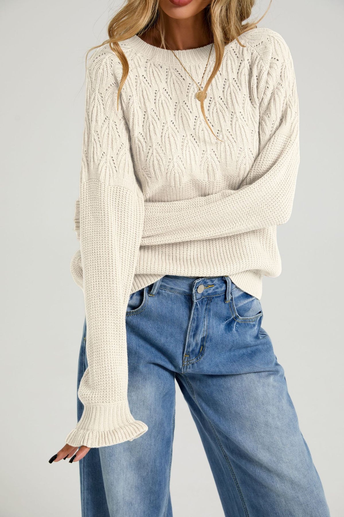 Vielseitiger Damen Pullover mit Rundhalsausschnitt – Bild 2 | LuxeStyle