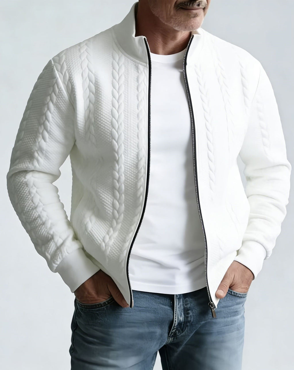 Jacquard Stehkragenjacke für Herren