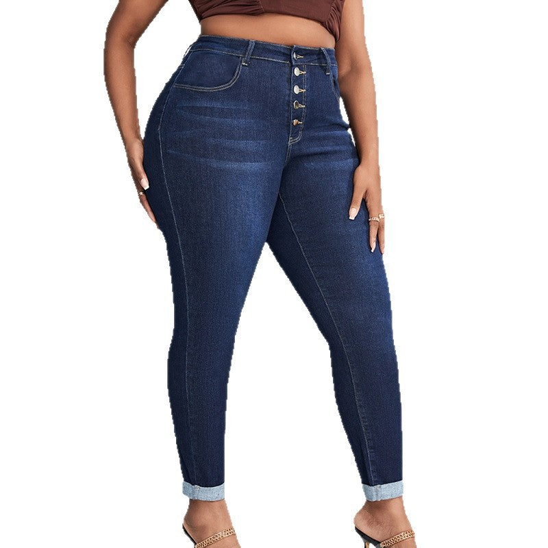 Plus-Size Cropped Jeans mit Ripped Details