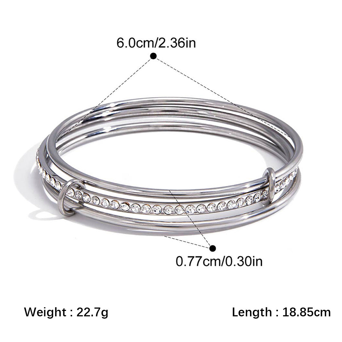 Zirkon-Armband aus Edelstahl