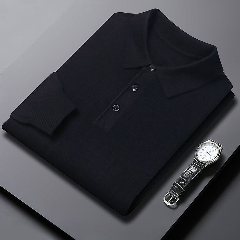 Poloshirt mit Rundhalsausschnitt, gestrickter Pullover – Bild 3 | LuxeStyle