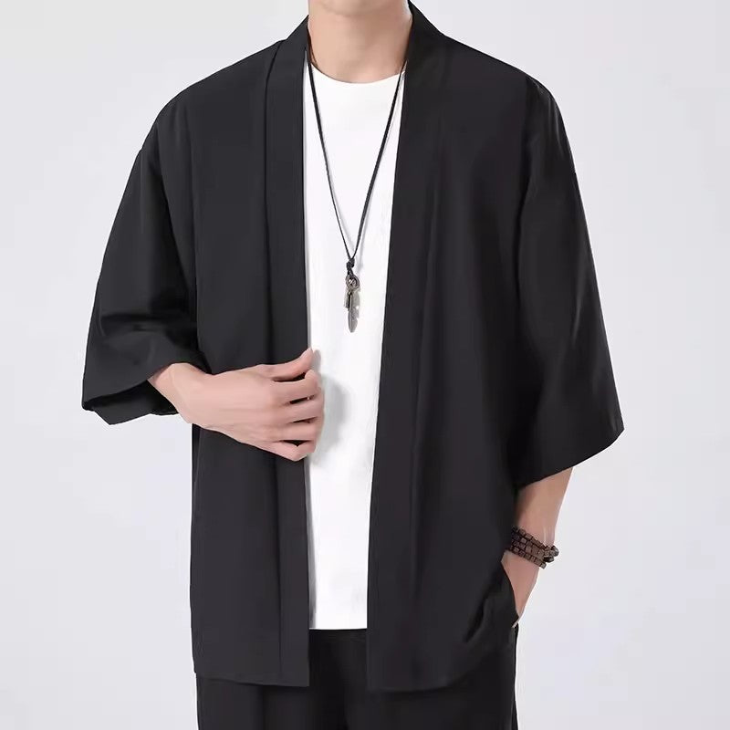 Herren Modischer Einfarbiger Kimono