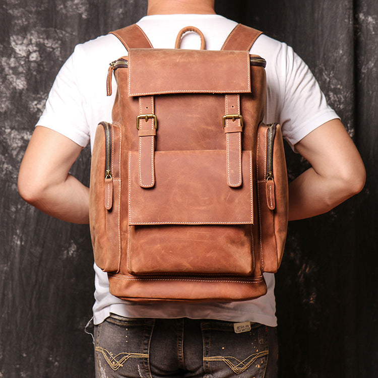 Leder-Laptop-Rucksack für Herren
