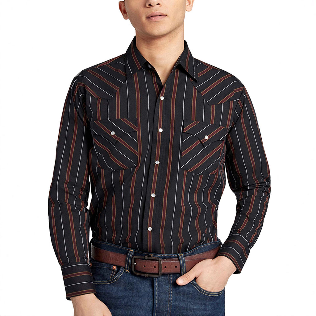 Gestreiftes Langarmhemd für Herren im Western-Stil | LuxeStyle