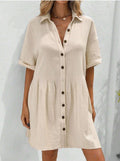 Midi-Kleid aus Baumwoll-Leinen-Mix mit Knopfleiste – Bild 4 | LuxeStyle