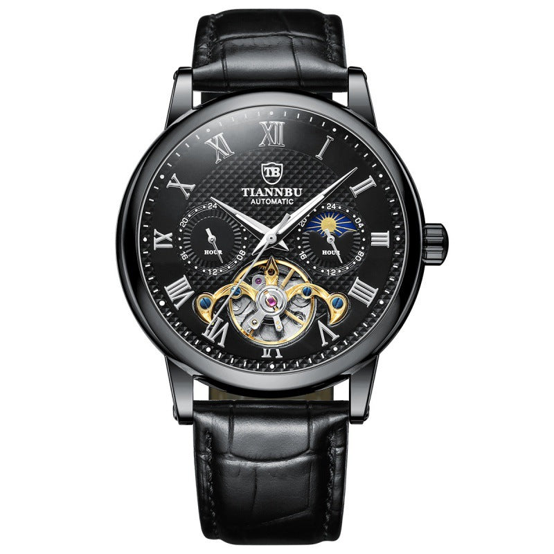 Automatische Herrenuhr mit Lederarmband – Bild 2 | LuxeStyle