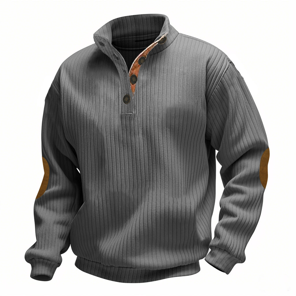 Jacquard Rippstrick Stehkragen Langarmshirt Herren – Bild 8 | LuxeStyle