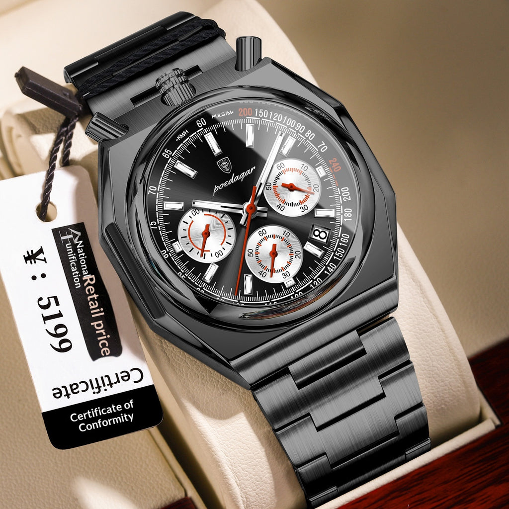 Wasserdichte Herrenuhr mit Multifunktion Quarzwerk
