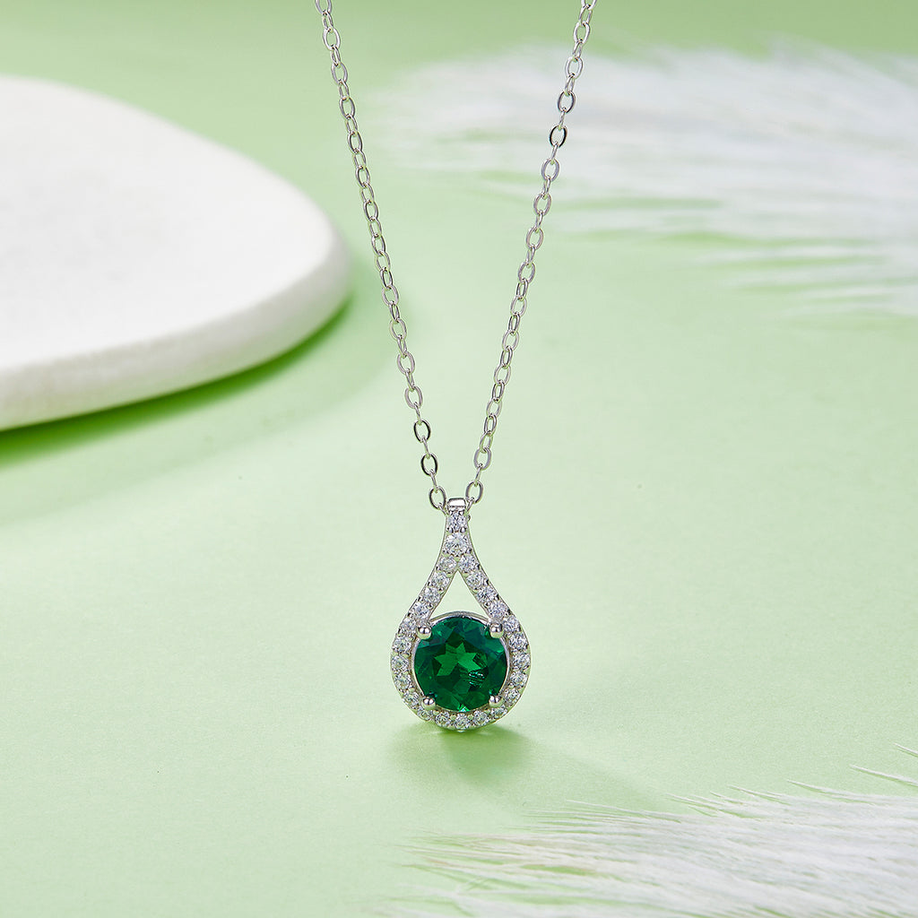 Moissanit-Halskette «Aurora» 1 ct · 925 Silber Tropfen-Halo