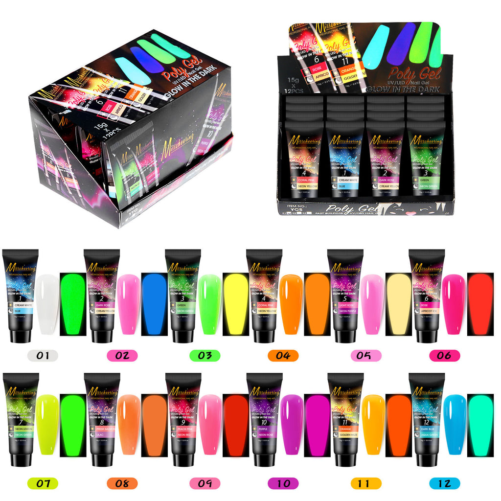 12 Farben Pailletten Nagelverlängerungs-Set