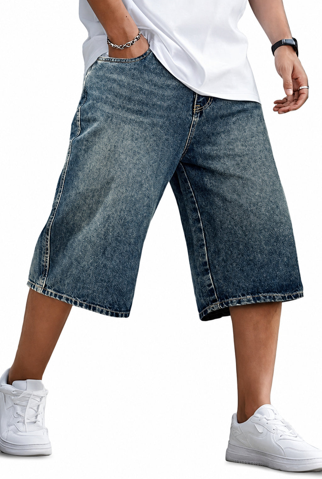 Vintage-Wasch Y2K Denim Shorts für Herren