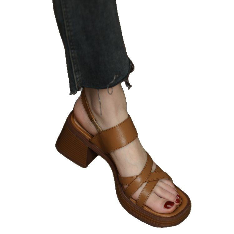 Retro Sandalen mit Blockabsatz