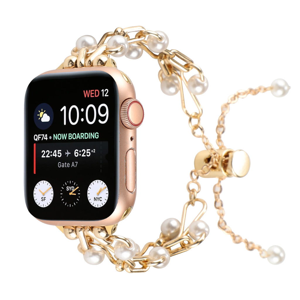 Smartwatch-Halskette mit Perlen und Herz-Anhänger – Bild 2 | LuxeStyle
