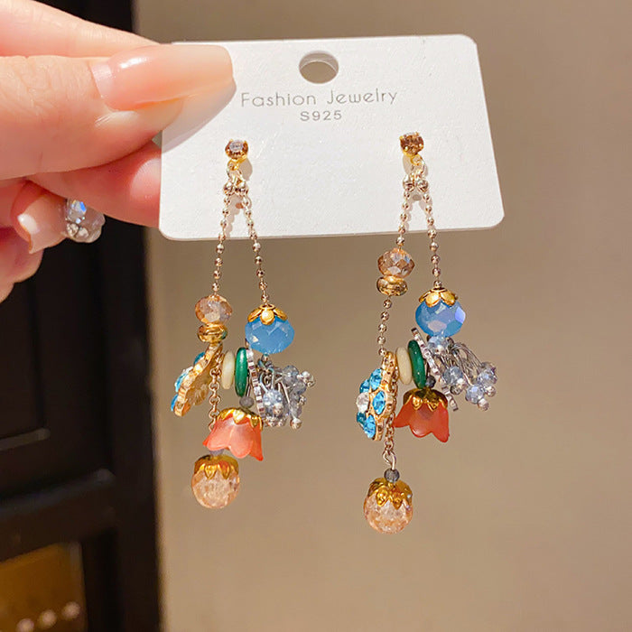 Rhinestone Crystal Flower Teardrop Ohrringe – Ansicht 5