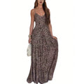 Leoparden-Print V-Ausschnitt Trägerkleid