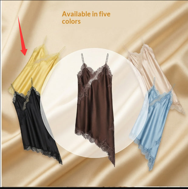 Elegantes Satin-Patchwork Slip-Kleid