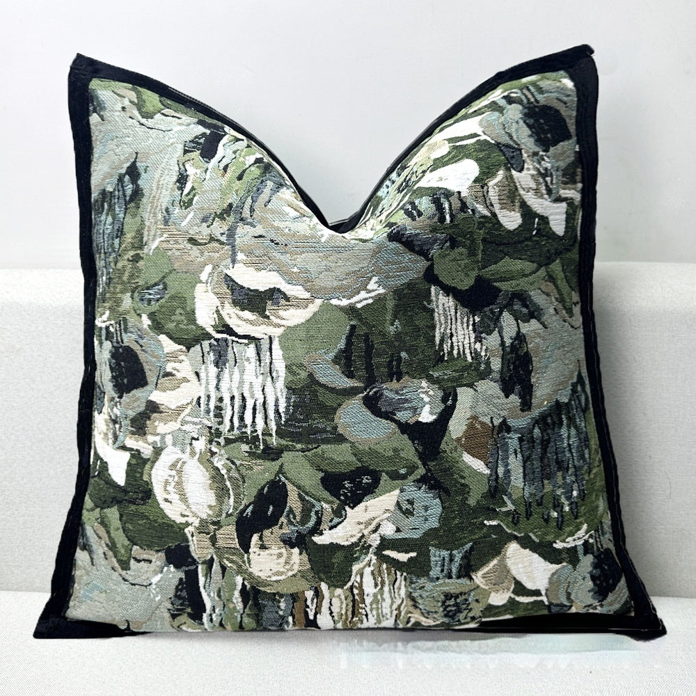 Retro Kissenbezug mit botanischem Jacquard-Muster – Ansicht 6