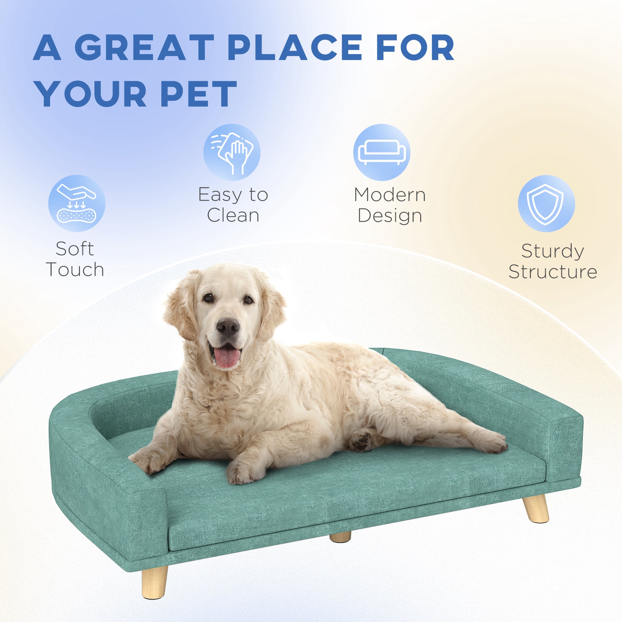 Hundesofa-Bett mit waschbarem Kissen für grosse Hunde & Katzen, grün