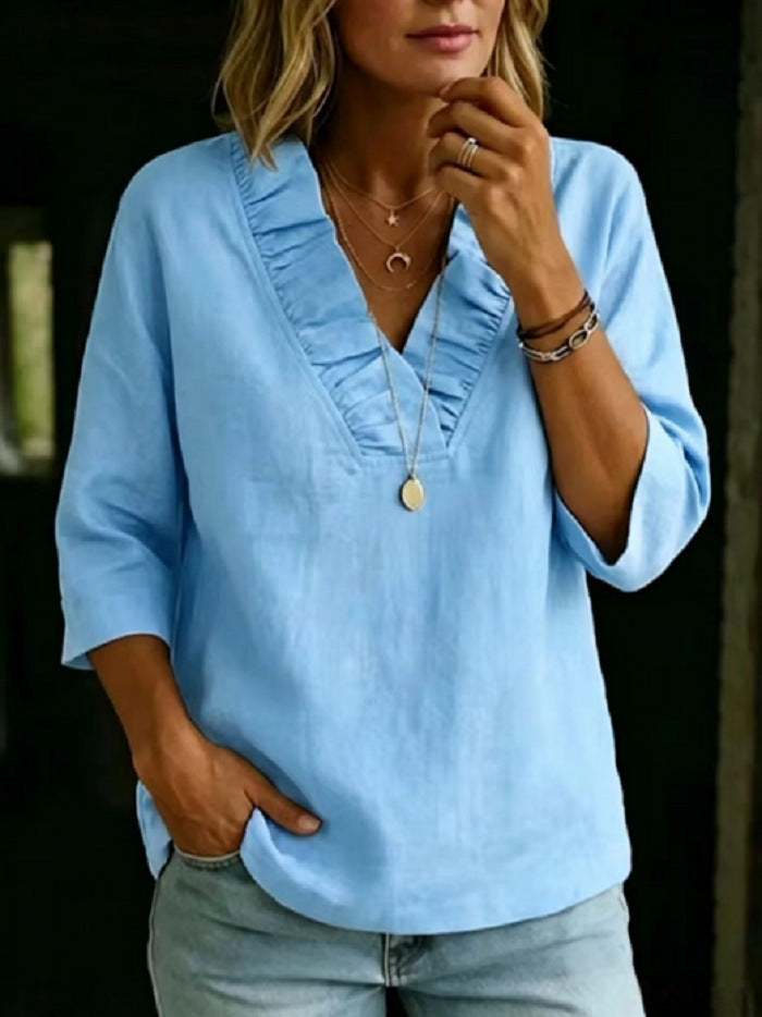 Damen Bluse aus Baumwoll-Leinen-Mix