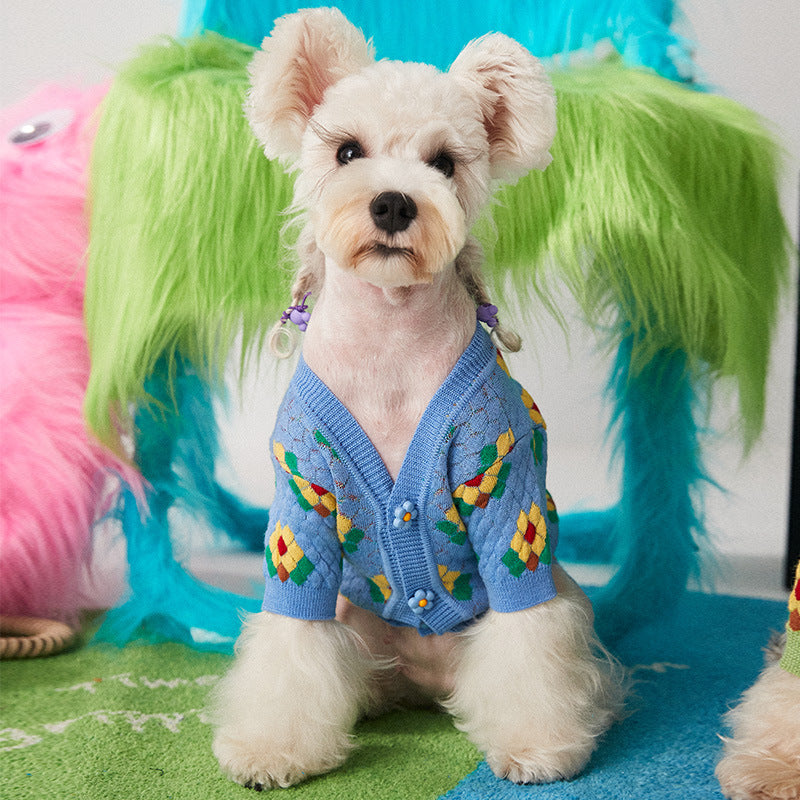 Hundestrickpullover mit Blumenmuster – Bild 5 | LuxeStyle