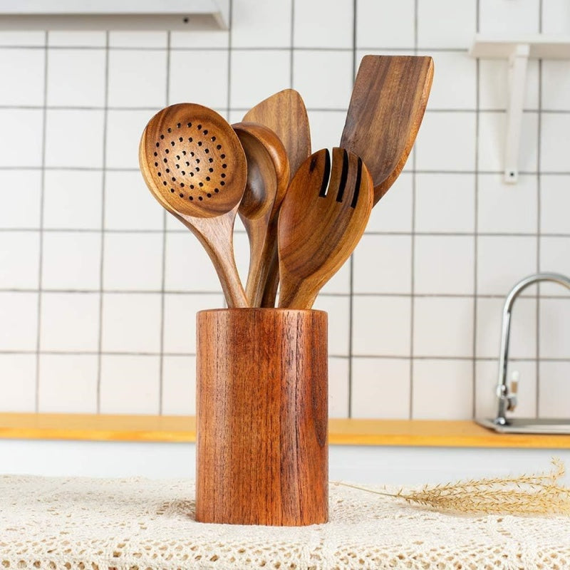 6-teiliges Kochlöffel-Set aus Teakholz
