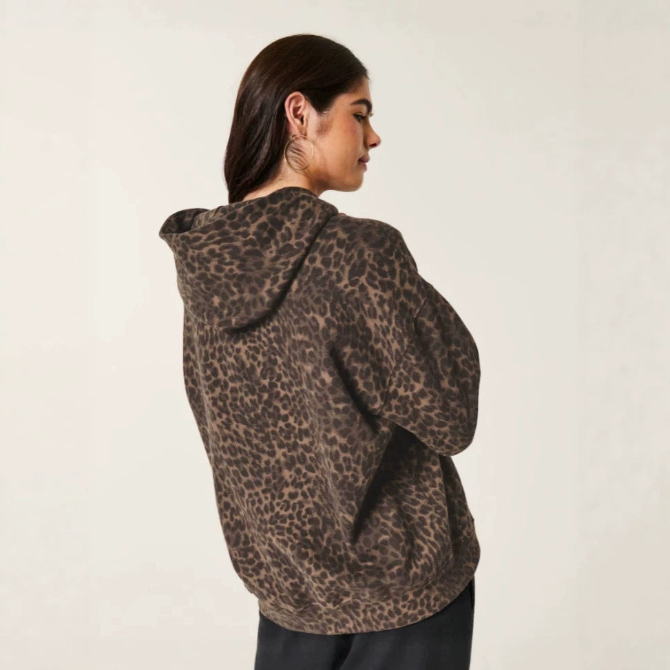 Kapuzen-Sweatshirt mit Leopardenmuster