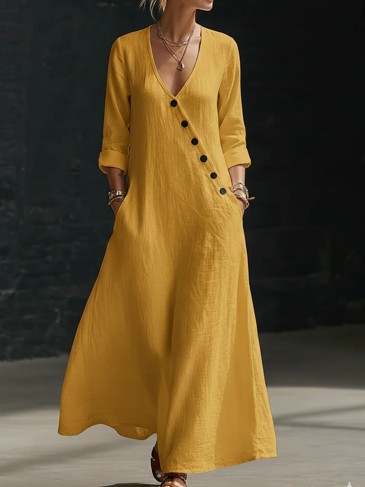 Lässiges Langarm-Hemdblusenkleid für Damen | LuxeStyle
