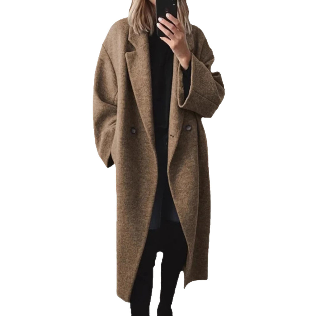 Langmantel aus Wollstoff in Schwarz | LuxeStyle