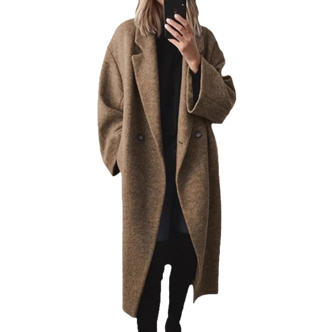 Langmantel aus Wollstoff in Schwarz | LuxeStyle