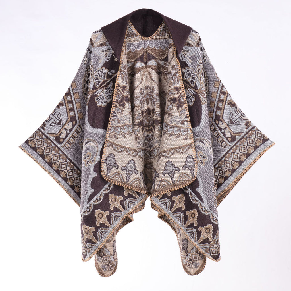 Kapuzencape mit Jacquardmuster – Bild 4 | LuxeStyle
