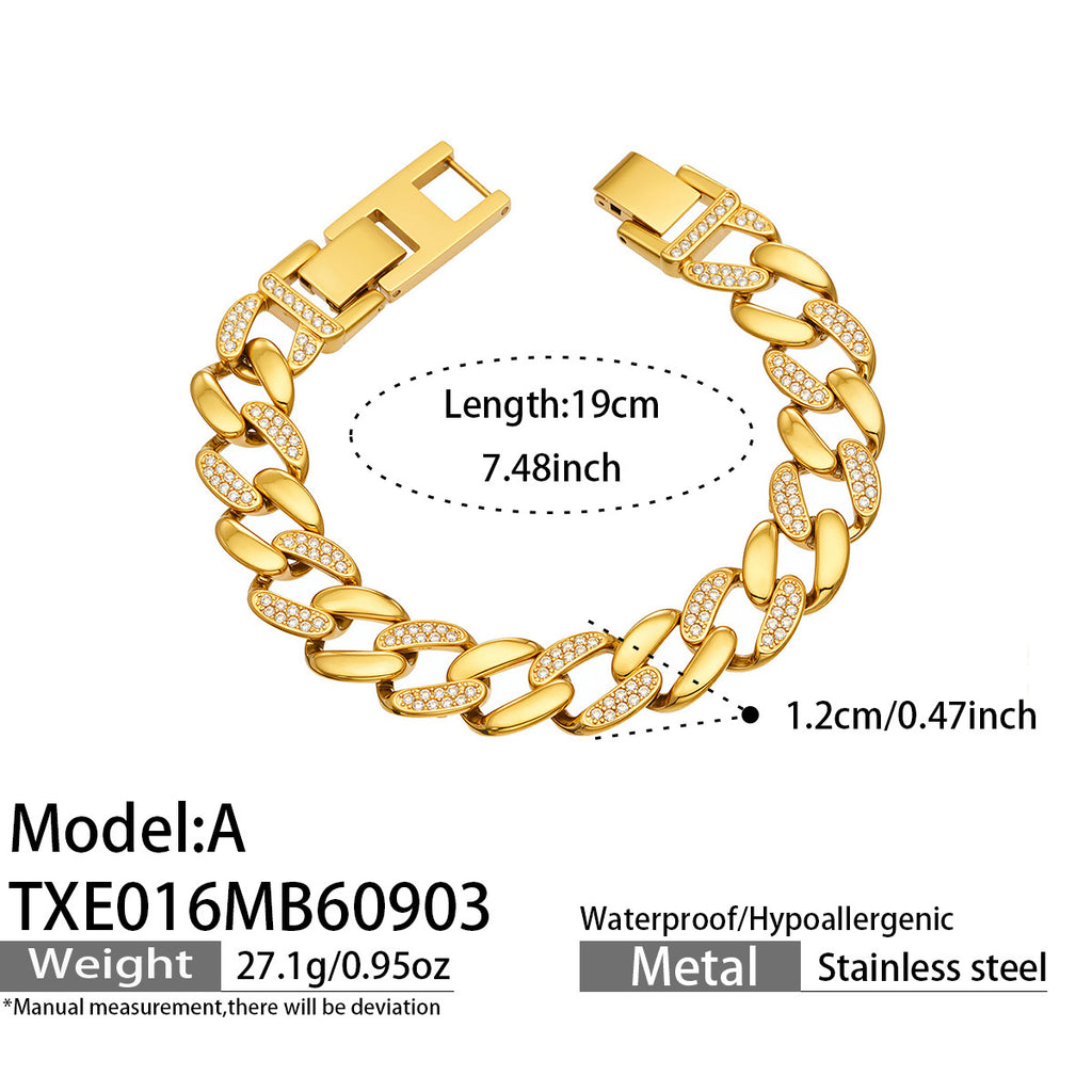 Halskette und Armband aus Edelstahl mit Zirkonia – Bild 5 | LuxeStyle