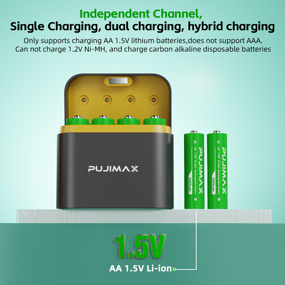 Smart AA Ladegerät mit 8 Lithium-Akkus