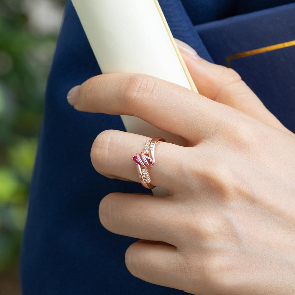 Personalisierter Damen Geburtssteinring – Bild 9 | LuxeStyle