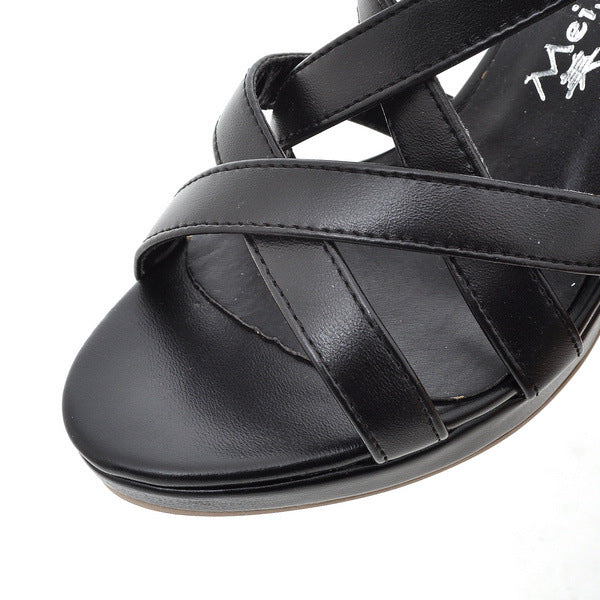 High-Heel Sandalen mit Schnalle, runder Fischmund-Zehen, 7 cm Absatz – Bild 6 | LuxeStyle