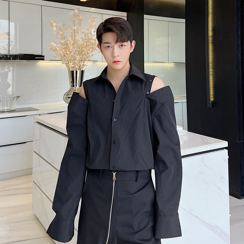 Eleganter Off-Shoulder Hemd für Herren