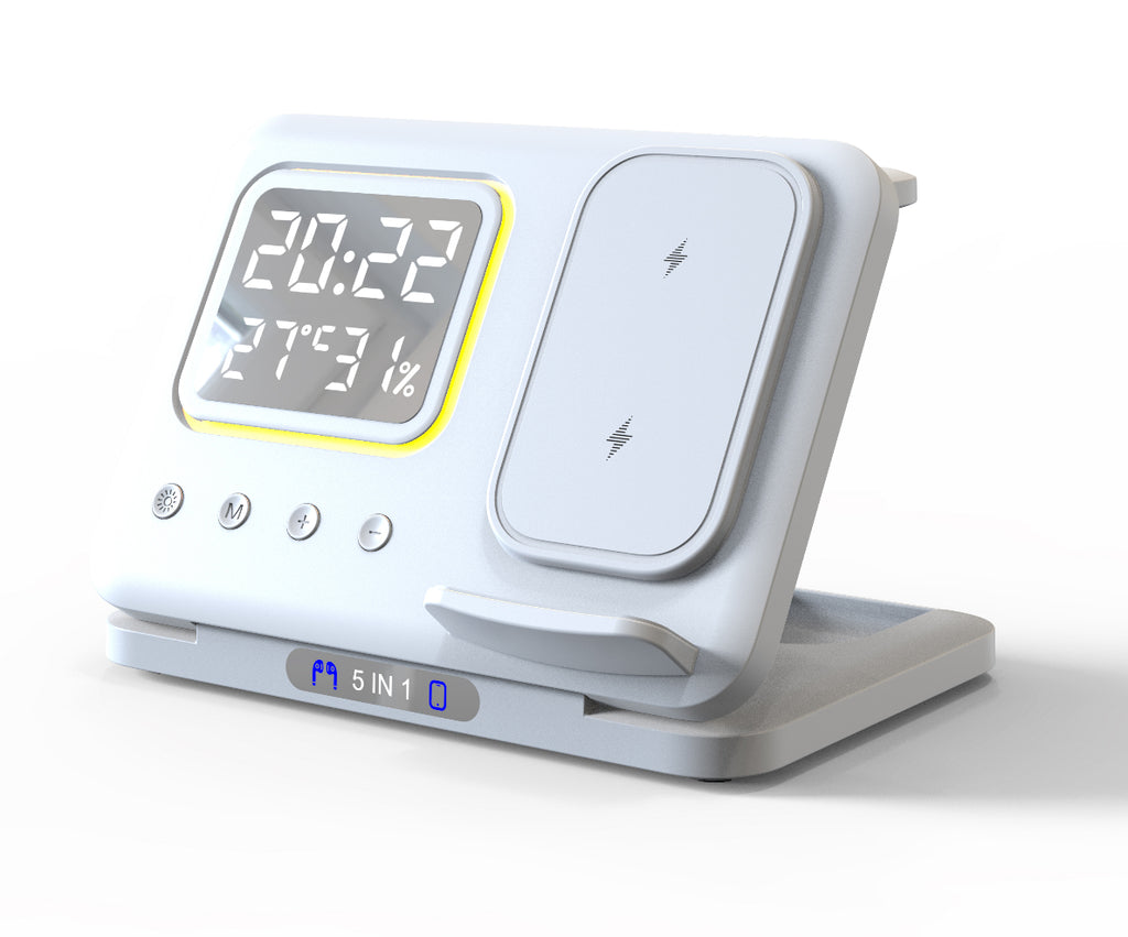 Kabellose 5-in-1 Ladestation mit Wecker