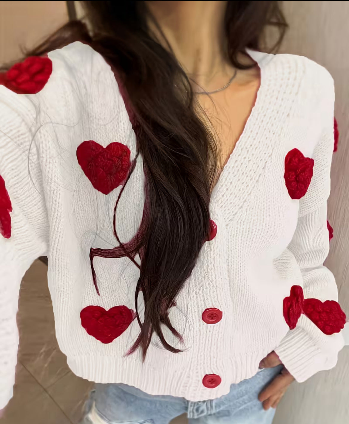 Strick-Cardigan mit Herzmotiv
