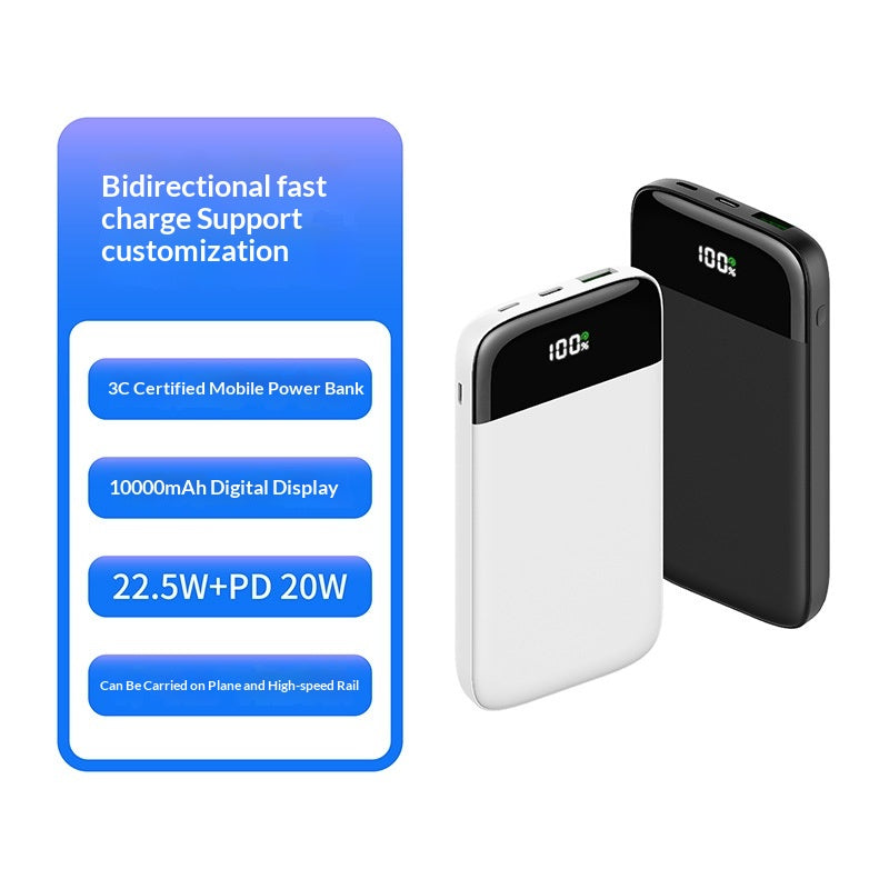 Ultra-dünne 10000 mAh Powerbank mit Digitalanzeige