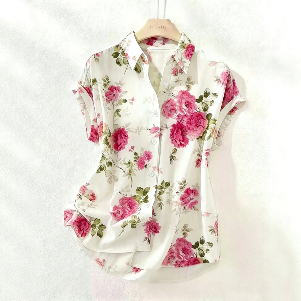 Bluse mit Blumenmuster und Reverskragen