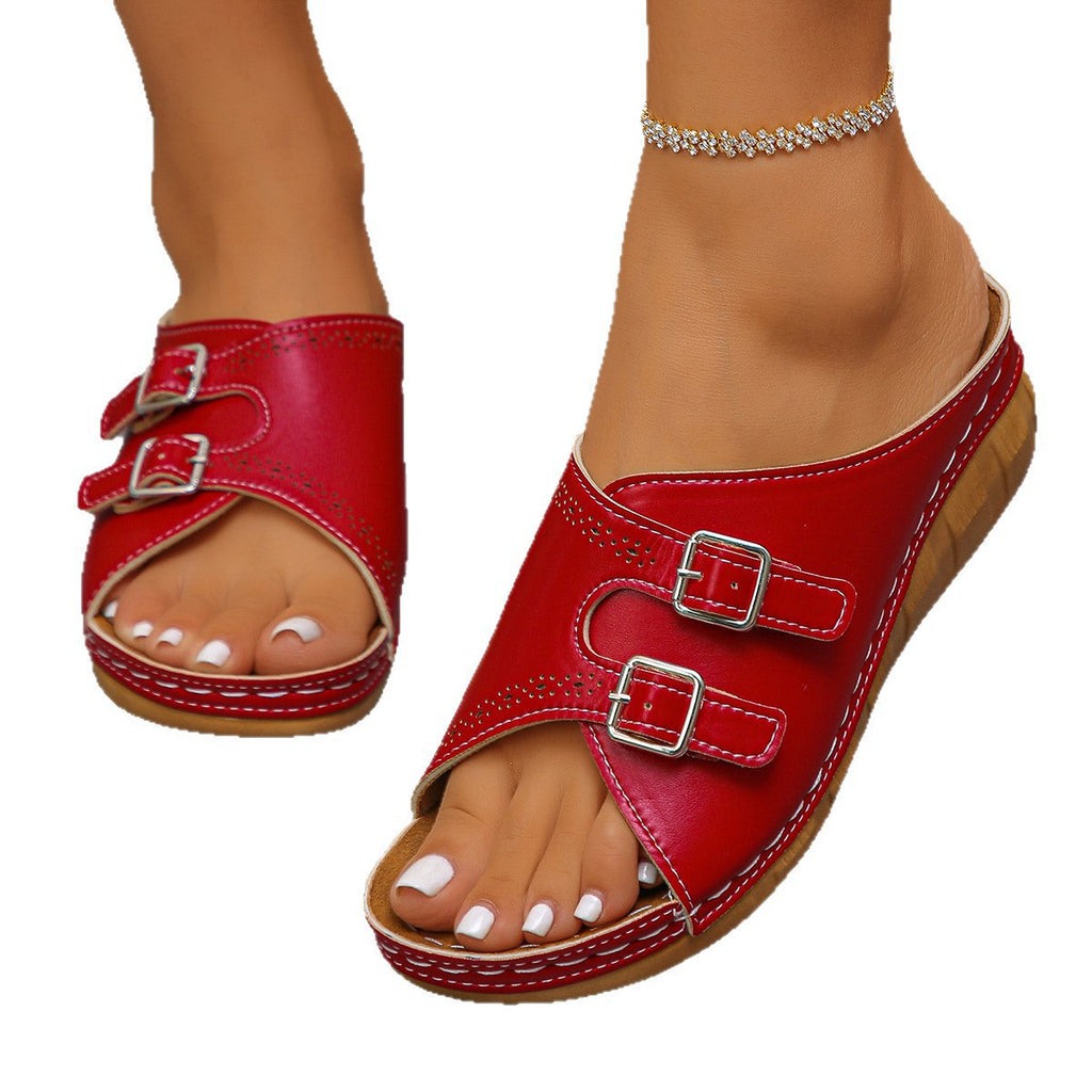 One Line Foot Buckle With Fish Mouth Slippers