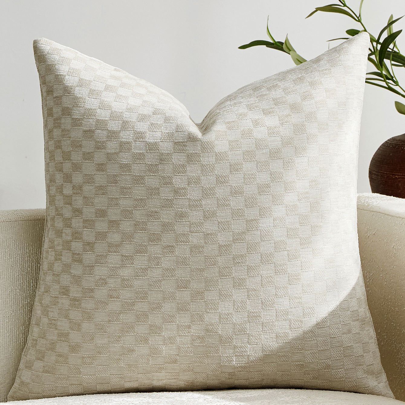 Chenille Kissenhülle mit 3D-Kleinwürfelmuster