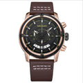 Wasserdichte Multifunktions- Quarzuhr mit Lederarmband | LuxeStyle
