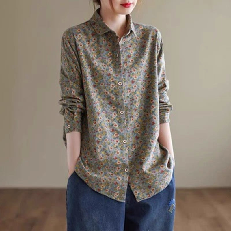 Bluse mit Blumenmuster, langärmlig